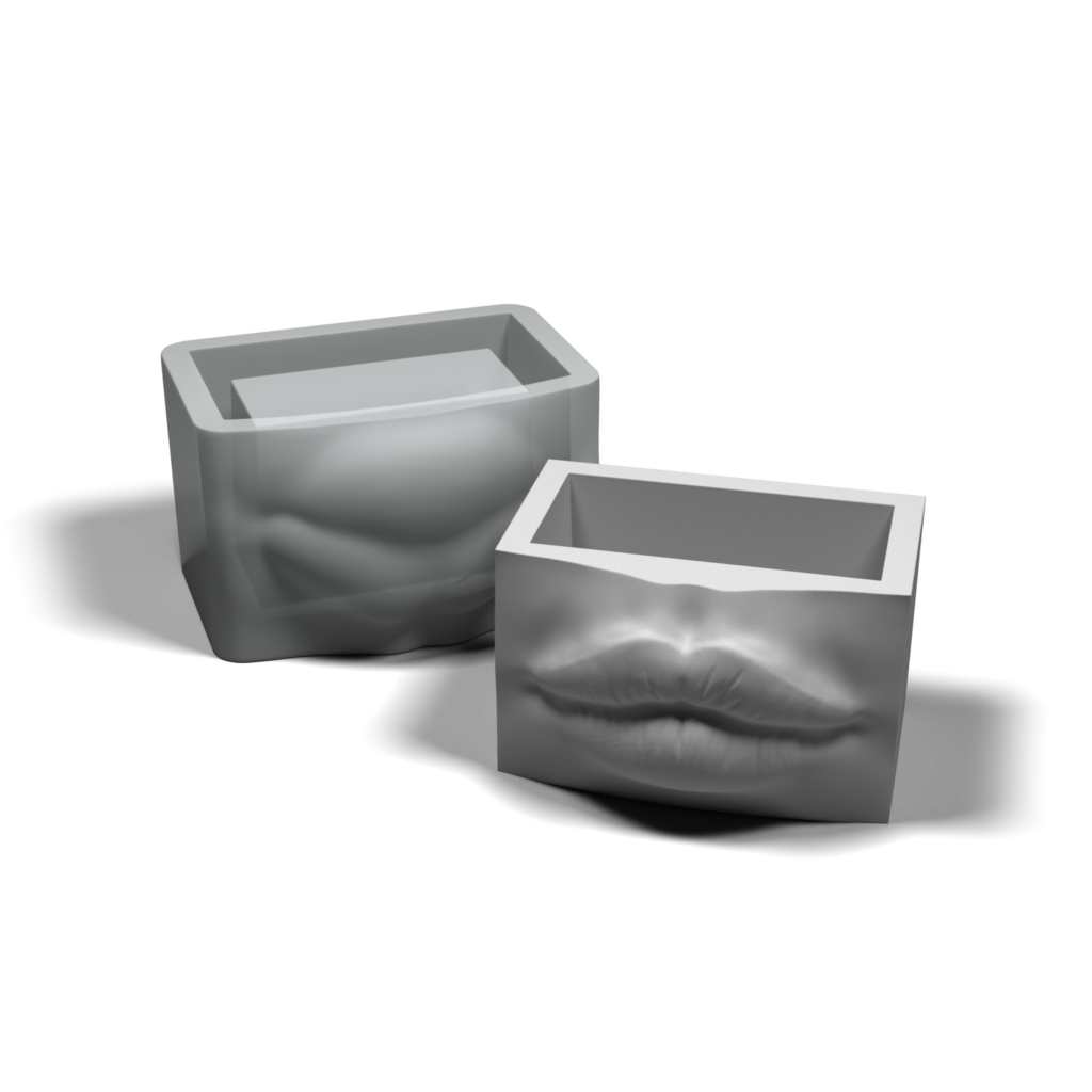 Silikonform für einen Behälter in Form eines Frauenmundes