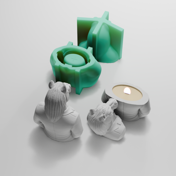 Forma silikonowa Koń Gentleman 3D z odlewami i świecznikiem handmade