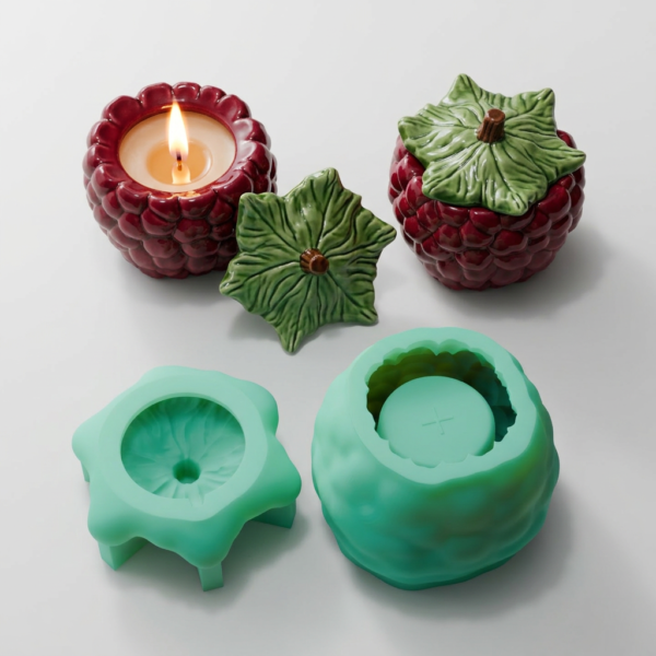 Forma silikonowa malina – przykład gotowego świecznika na tealight