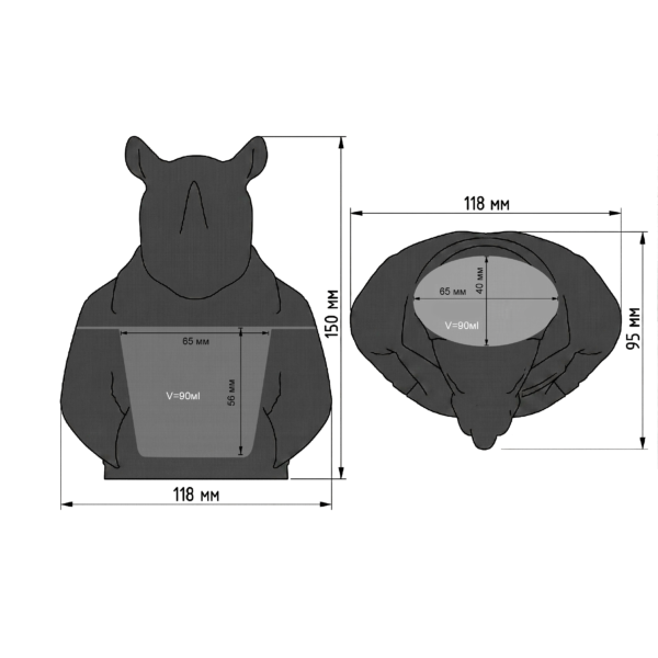 Wymiary formy Nosorożec Gentleman – świecznik i organizer 3D